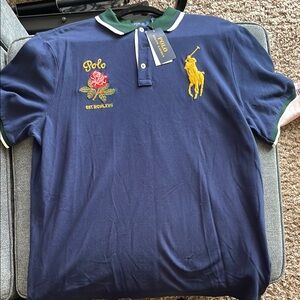 Polo by Ralph Lauren Blue and Yellow Polo Shirt with Embroidered Logo
